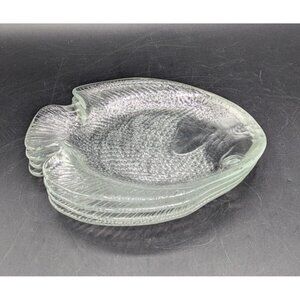 Arcoroc Clear Pressed Glass Fish Shaped Bread and Butter Plates Set of 4 6.5"